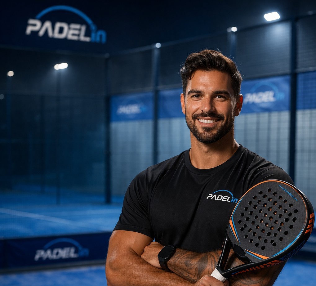 Marc Saliba standing on an outdoor padel court